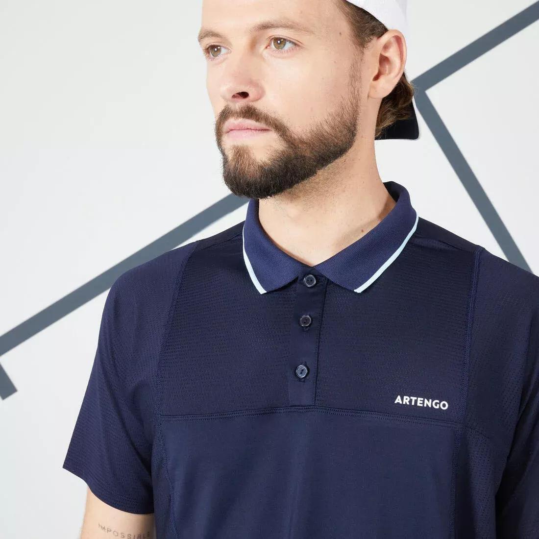 Men Tennis Short-Sleeved Polo Shirt, Blue, , large image number 10