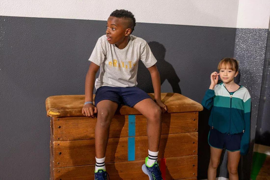 Kids Unisex Breathable Cotton T-Shirt - 500, Grey, No Color, large image number 3