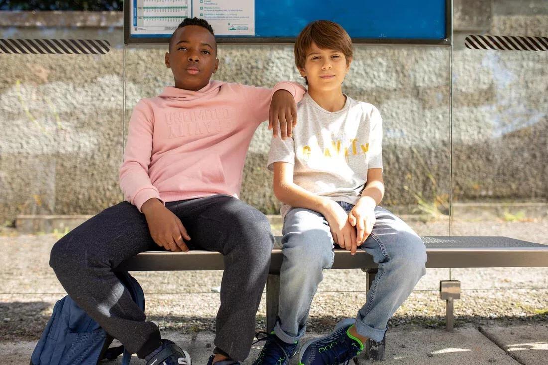 Kids Unisex Breathable Cotton T-Shirt - 500, Grey, No Color, large image number 4