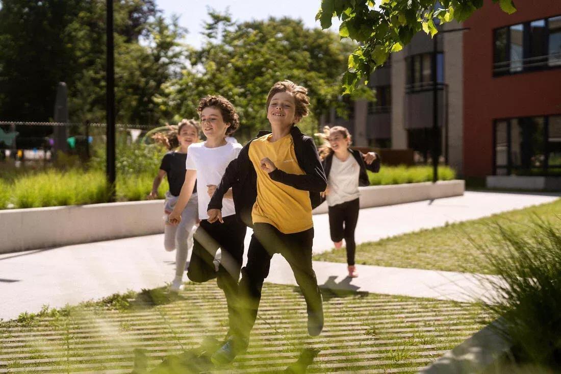 Kids Unisex Breathable Cotton T-Shirt - 500, Grey, No Color, large image number 9