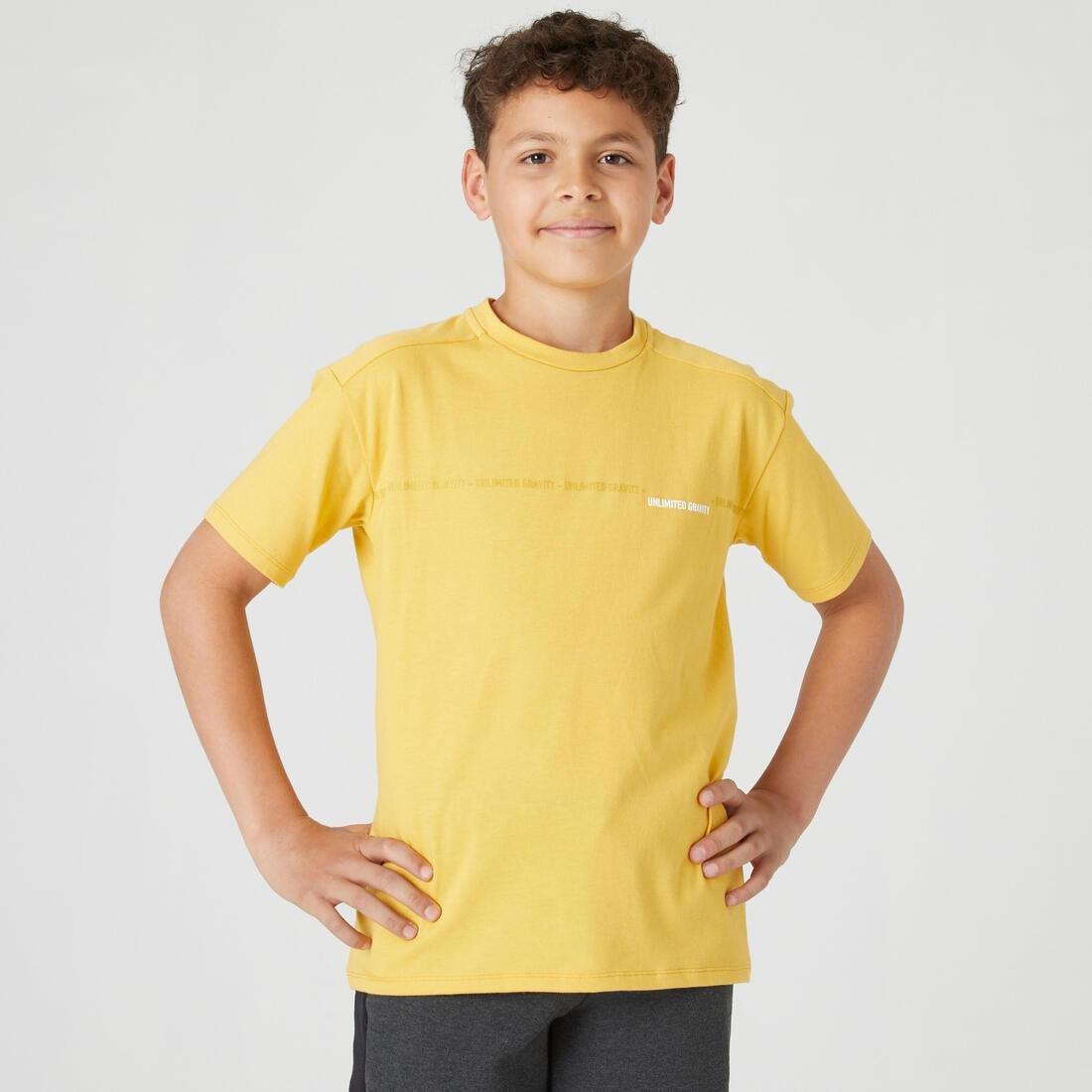 Kids Breathable Cotton T-Shirt 500, Yellow, No Color, large image number 0