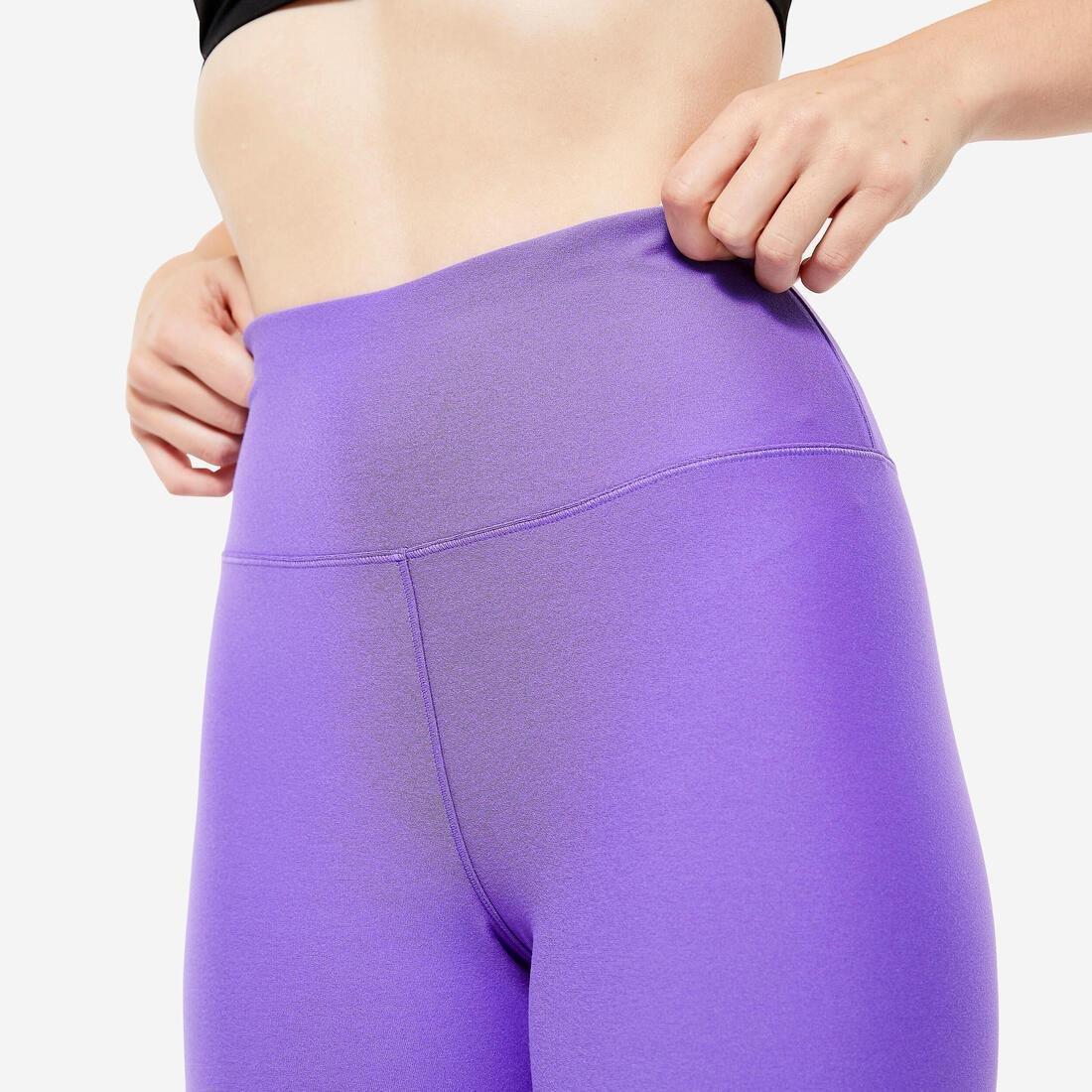 Knee-Length High-Waisted Fitness Shorts, Black, No Color, large image number 4