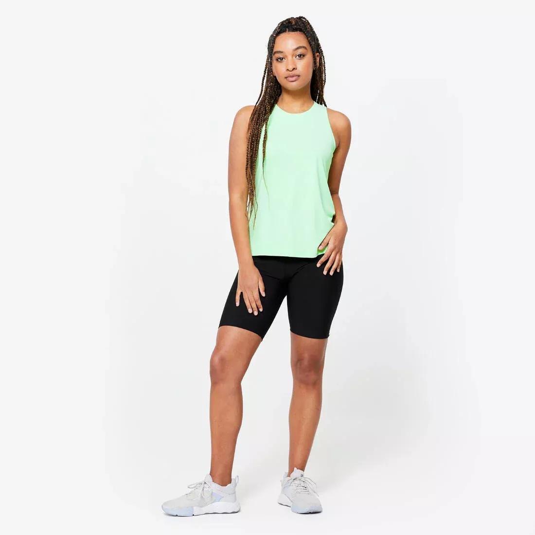 Knee-Length High-Waisted Fitness Shorts, Black, , large image number 7