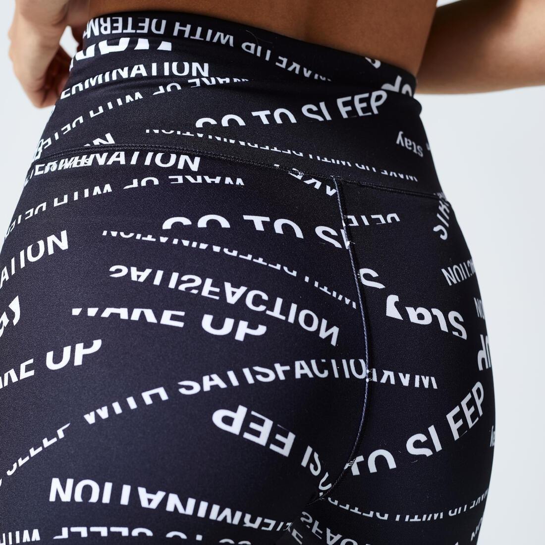 Knee-Length High-Waisted Fitness Shorts, Black, No Color, large image number 13