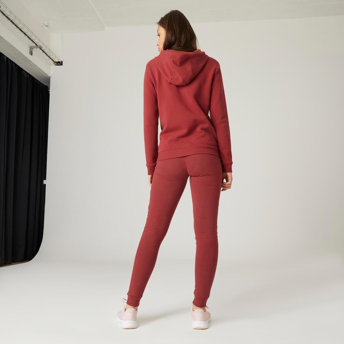 Womens Fitness Slim-Fit Jogging Bottoms 520, Burgundy, , large image number 13