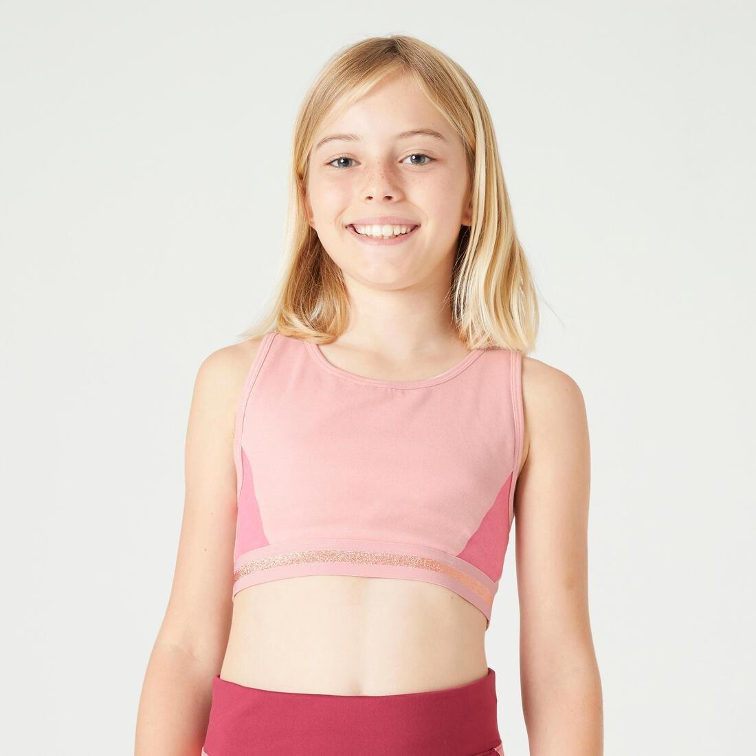 Kids Girls Cotton Crop Top, Pink, No Color, large image number 0