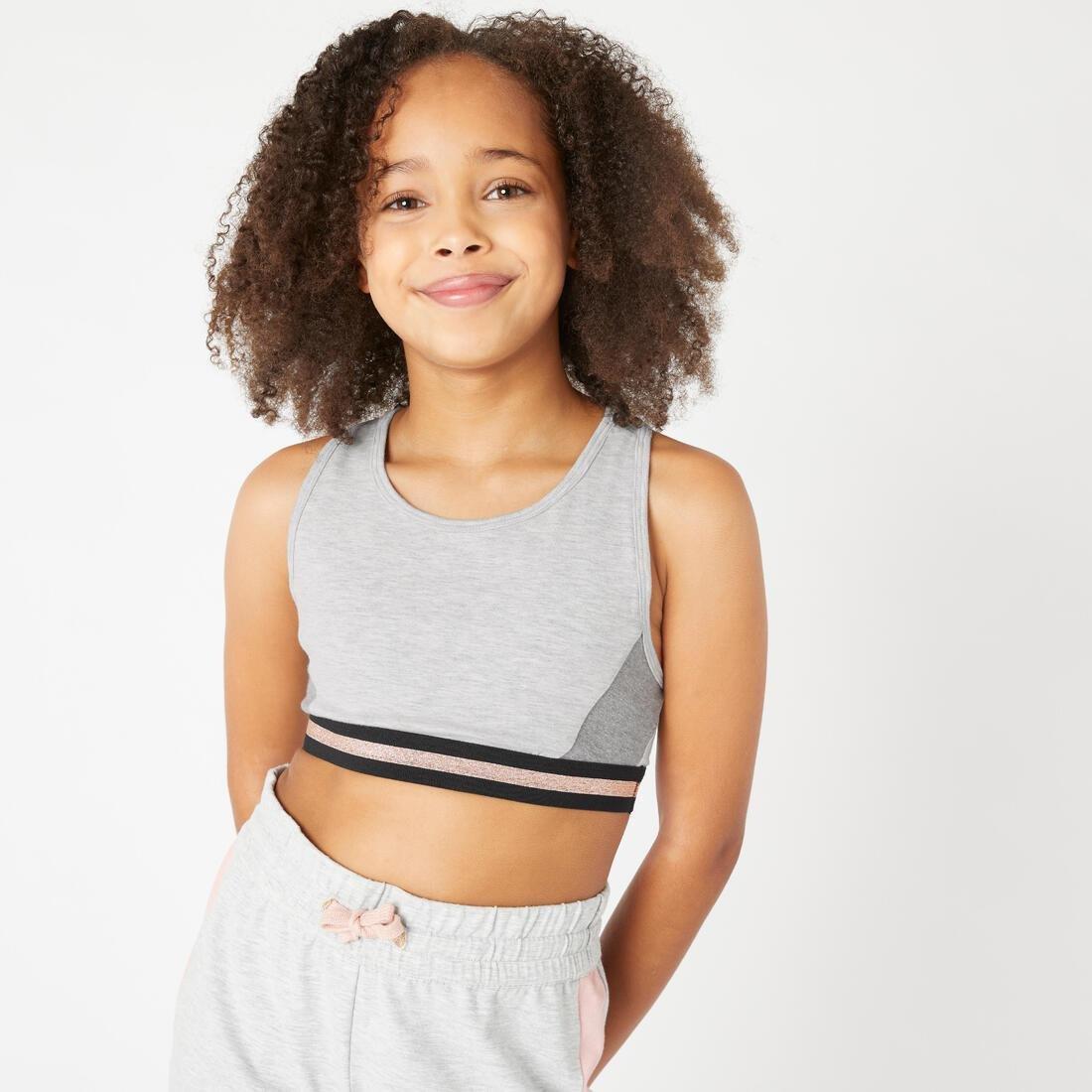 Kids Girls Cotton Crop Top, Pink, No Color, large image number 1