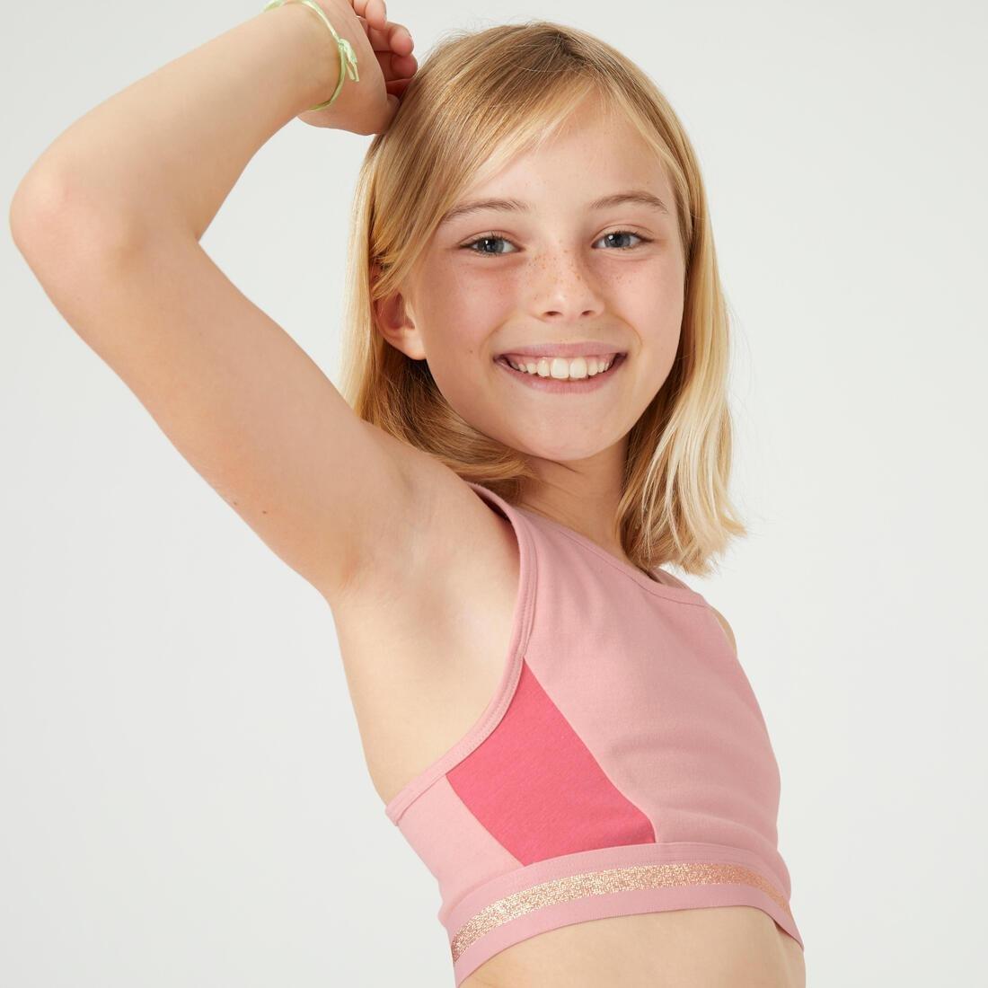 Kids Girls Cotton Crop Top, Pink, No Color, large image number 8