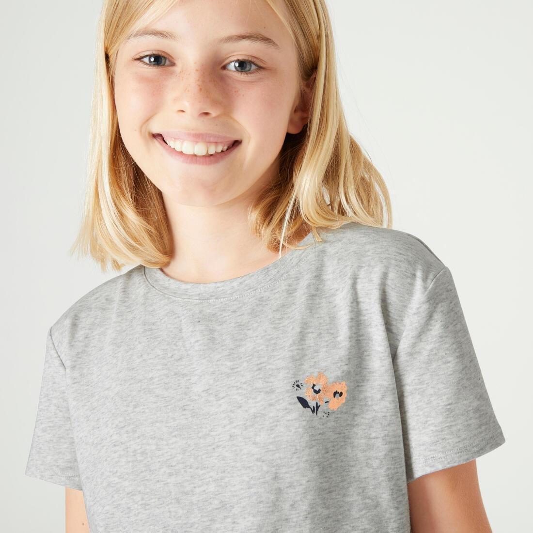 Kids Girls Cotton T-Shirt 500, Grey, , large image number 4