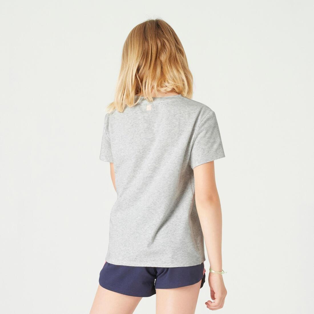 Kids Girls Cotton T-Shirt 500, Grey, , large image number 5