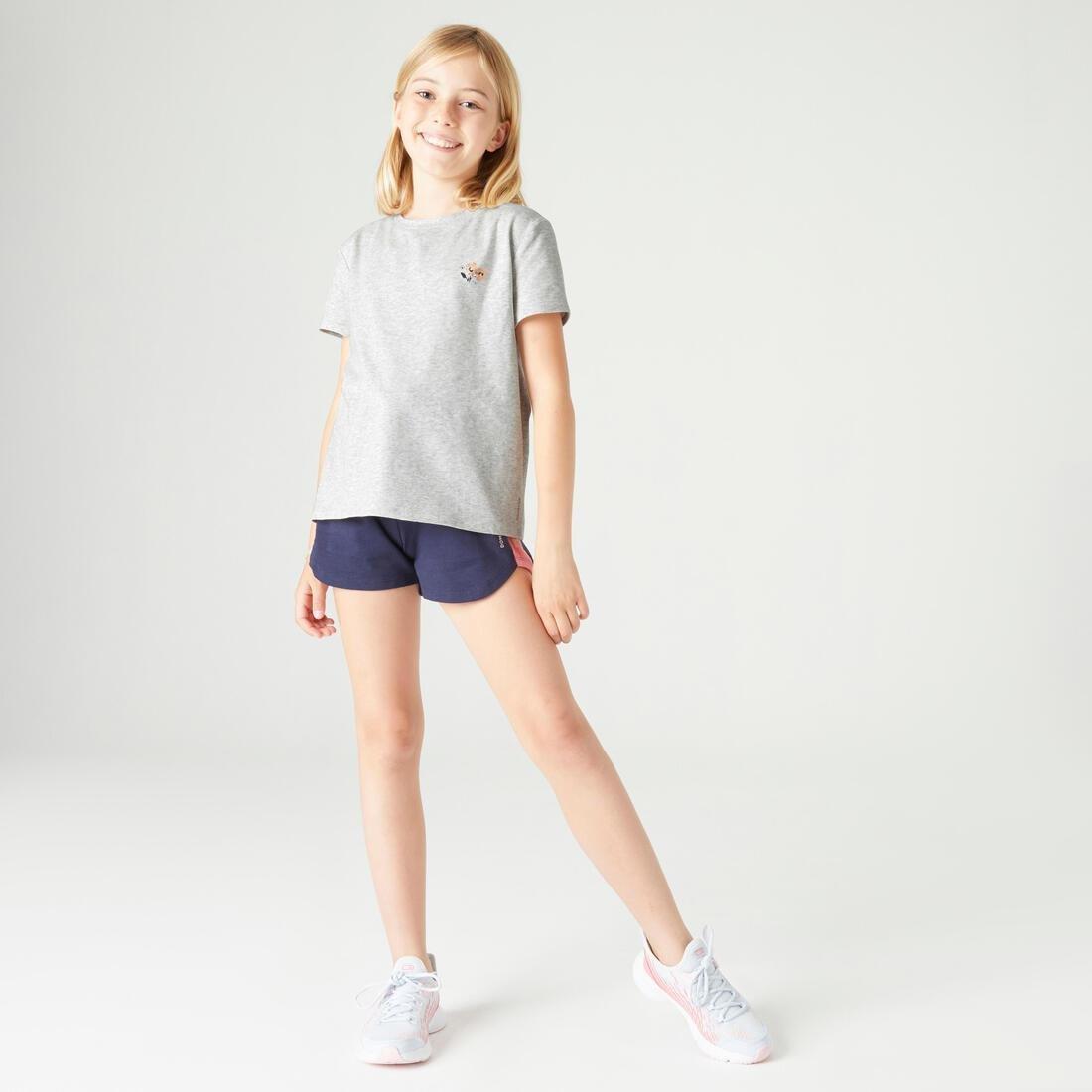 Kids Girls Cotton T-Shirt 500, Grey, , large image number 6