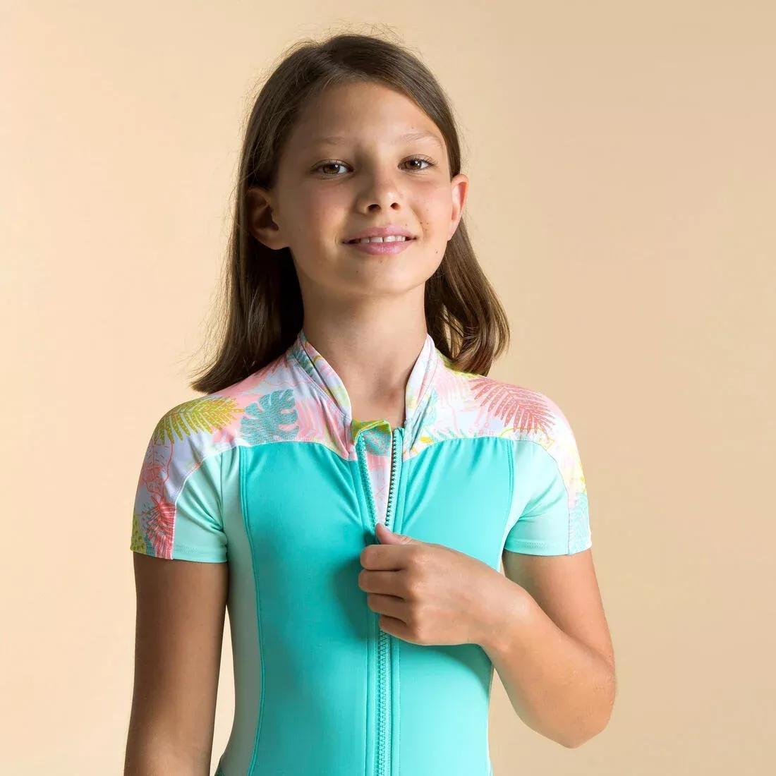 Kids Girls Shorty Swimsuit Una, Teal, No Color, large image number 5