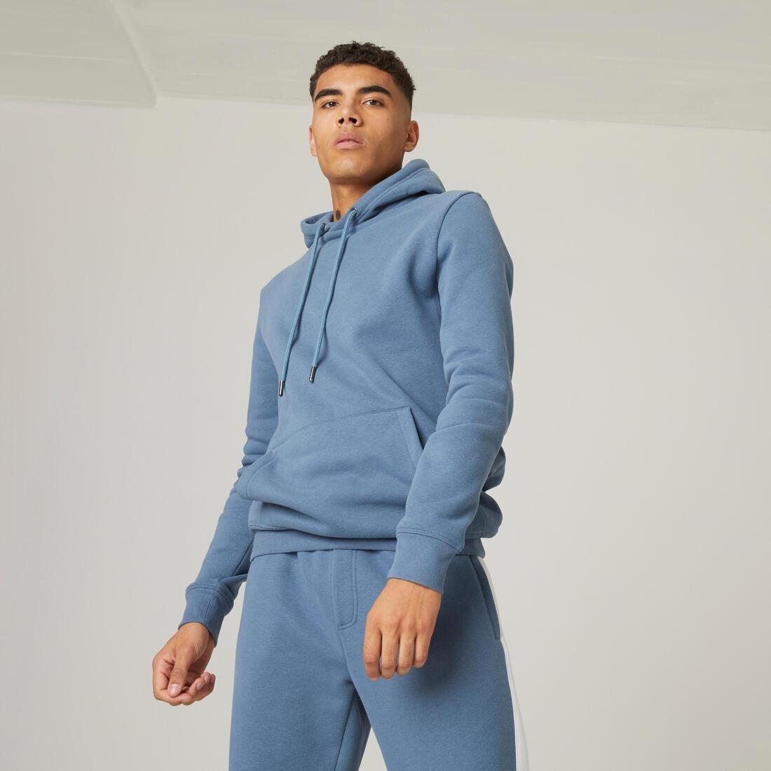 Fleecy Fitness Hoodie, Blue Grey, , large image number 0