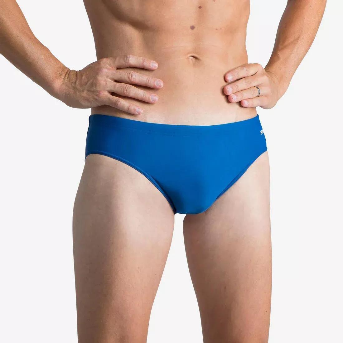 Men Swimming Briefs - Trunks 100 Basic, Blue, No Color, large image number 0
