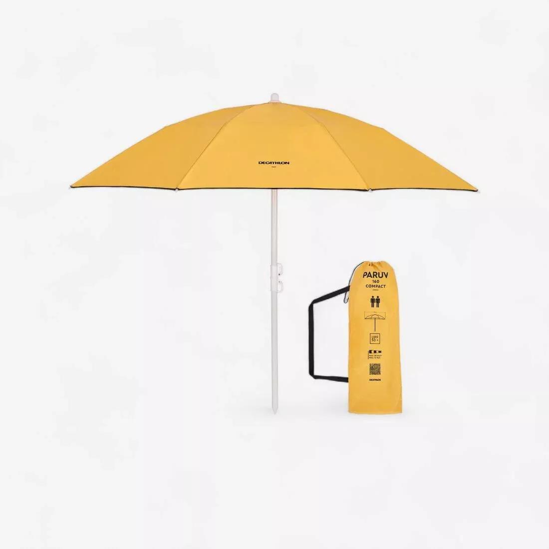 Compact Beach Umbrella 2-Person Upf 50+ 160cm Diameter - Paruv, Yellow, No Color, large image number 0
