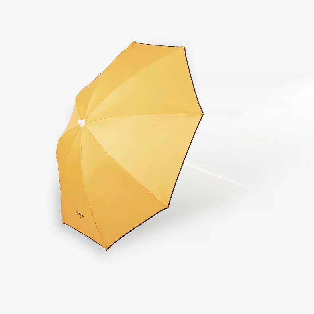 Compact Beach Umbrella 2-Person Upf 50+ 160cm Diameter - Paruv, Yellow, No Color, medium