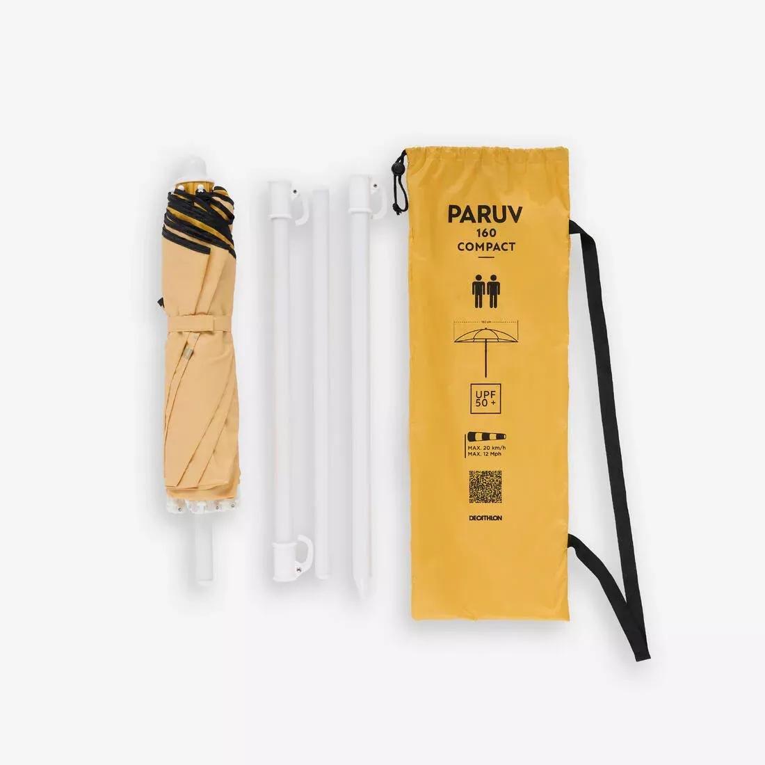 Compact Beach Umbrella 2-Person Upf 50+ 160cm Diameter - Paruv, Yellow, No Color, large image number 2