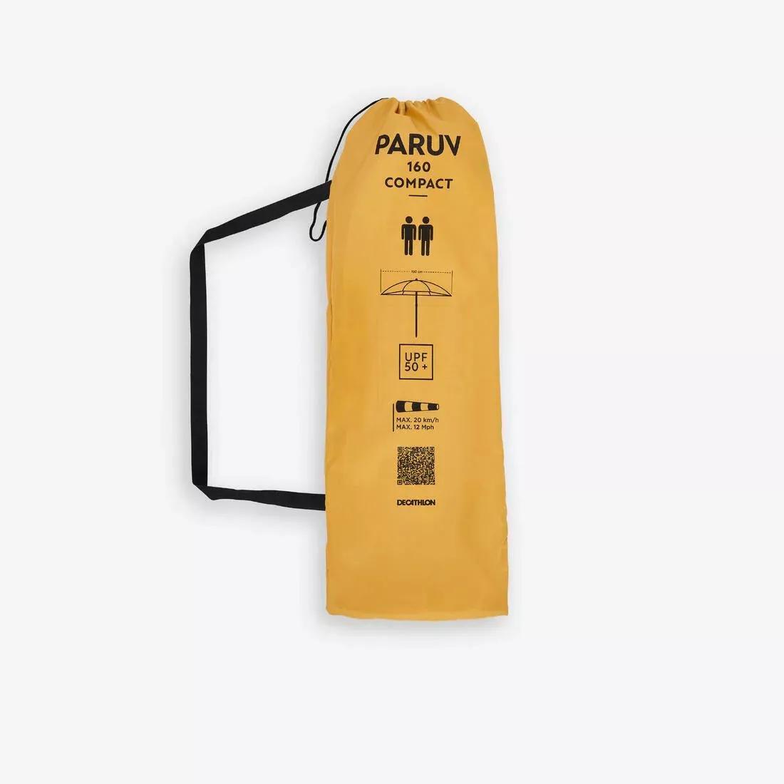 Compact Beach Umbrella 2-Person Upf 50+ 160cm Diameter - Paruv, Yellow, No Color, large image number 6