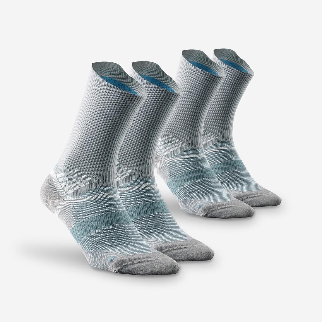 QUECHUA - Hiking Socks - Hike 520 Double High Blue X 2 Pairs, Grey