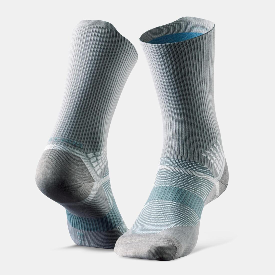 QUECHUA - Hiking Socks - Hike 520 Double High Blue X 2 Pairs, Grey