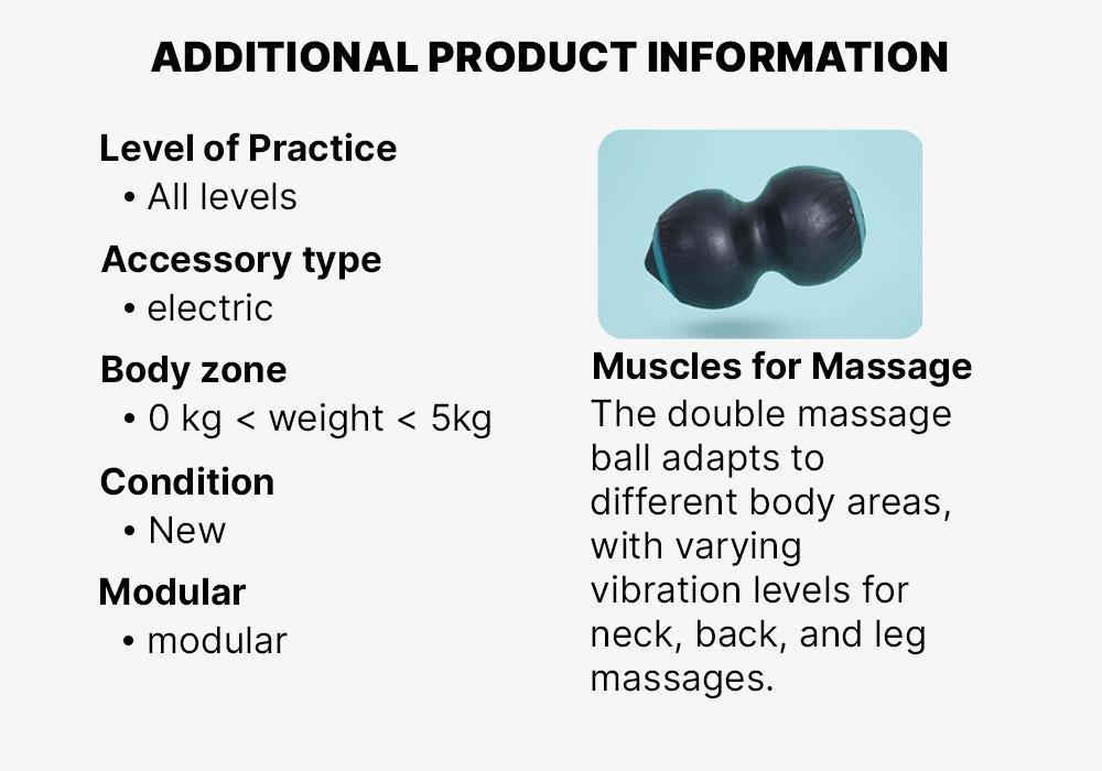 Double Vibrating Massage Ball, Mini-Vibrating Roller, Black, No Color, large image number 8