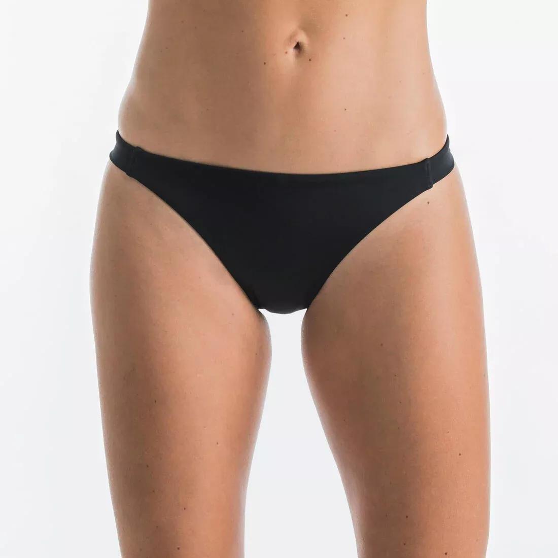 Black ALY swimsuit bottoms with elasticated thin edges, , medium