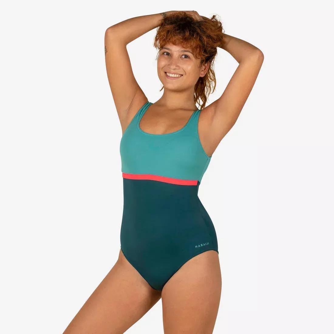 Women 1-Piece Swimsuit, Grey, , medium