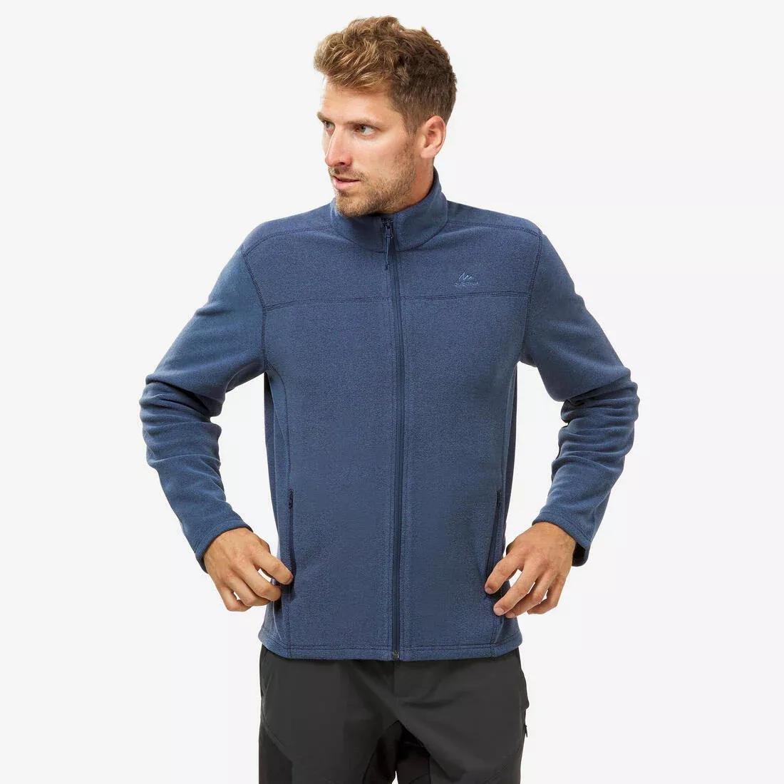 Men's  Hiking Fleece Jacket - Mh120, Navy Blue, No Color, medium