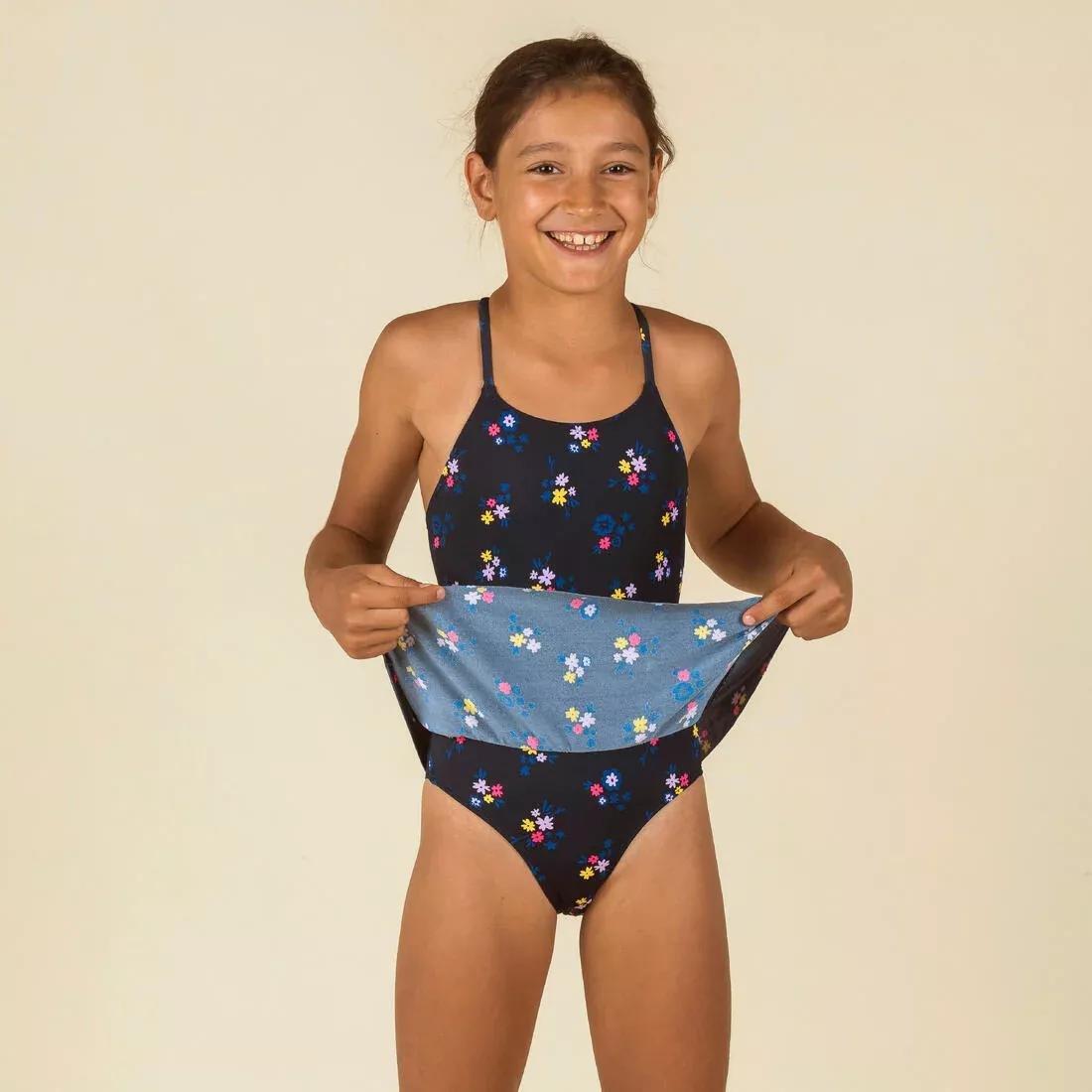 Kids Girls Swimming One-Piece Swimsuit - Lila All Omi 100, Navy, No Color, medium