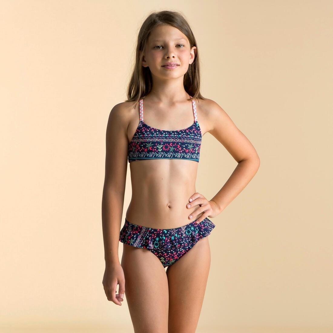 Kids Girls Swimming Swimsuit Top, Blue, , large image number 2