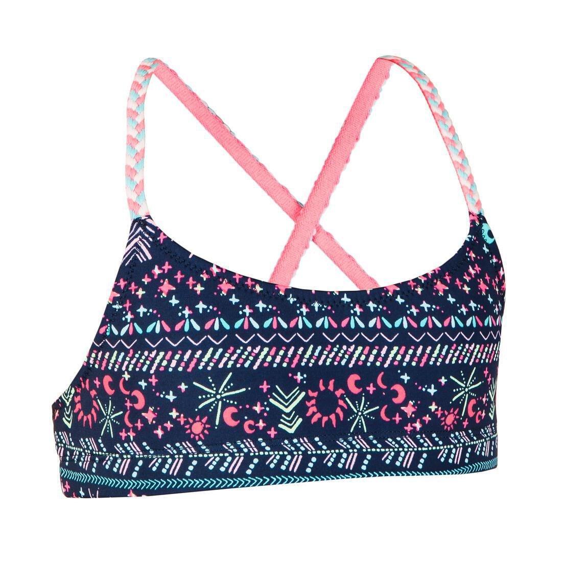 Kids Girls Swimming Swimsuit Top, Blue, , large image number 4