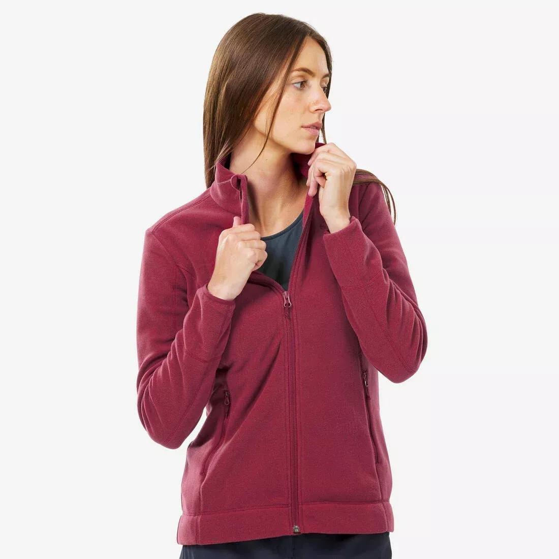 Womens Hiking Fleece Jacket - Mh120, Burgandy, No Color, large image number 0