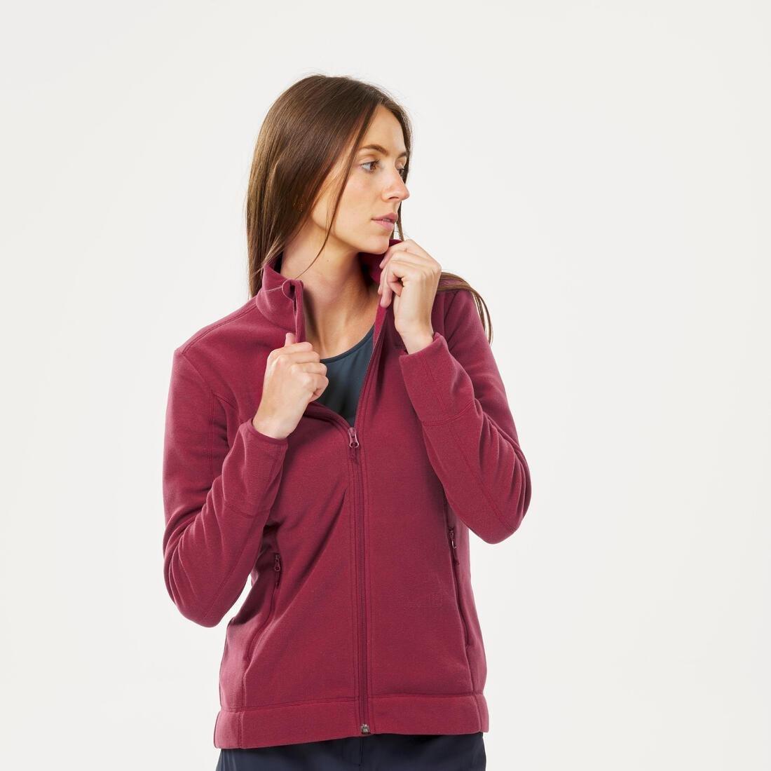 Womens Hiking Fleece Jacket - Mh120, Burgandy, No Color, large image number 2