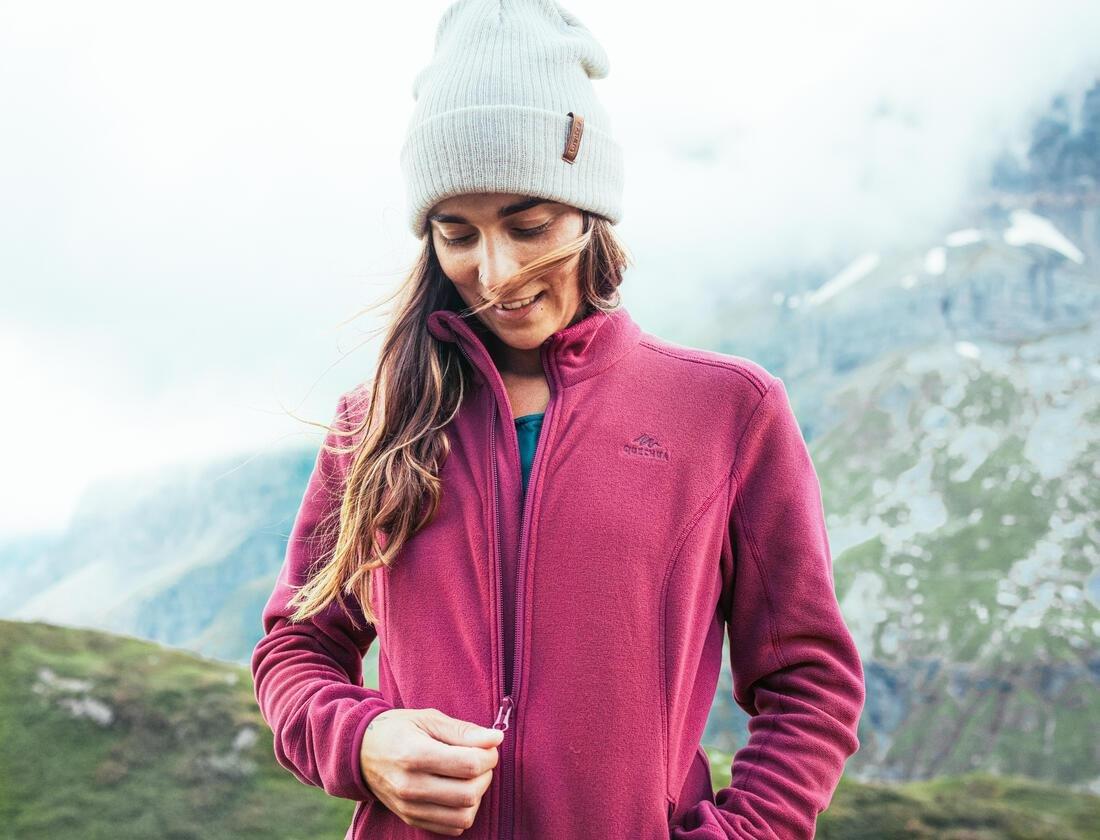 Womens Hiking Fleece Jacket - Mh120, Burgandy, No Color, large image number 7