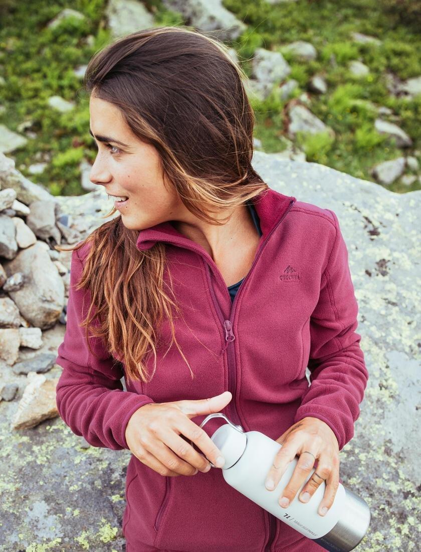 Womens Hiking Fleece Jacket - Mh120, Burgandy, No Color, large image number 8