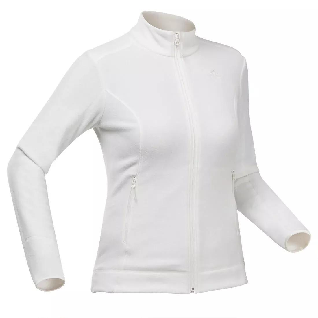 Womens Hiking Fleece Jacket - Mh120, White, No Color, medium