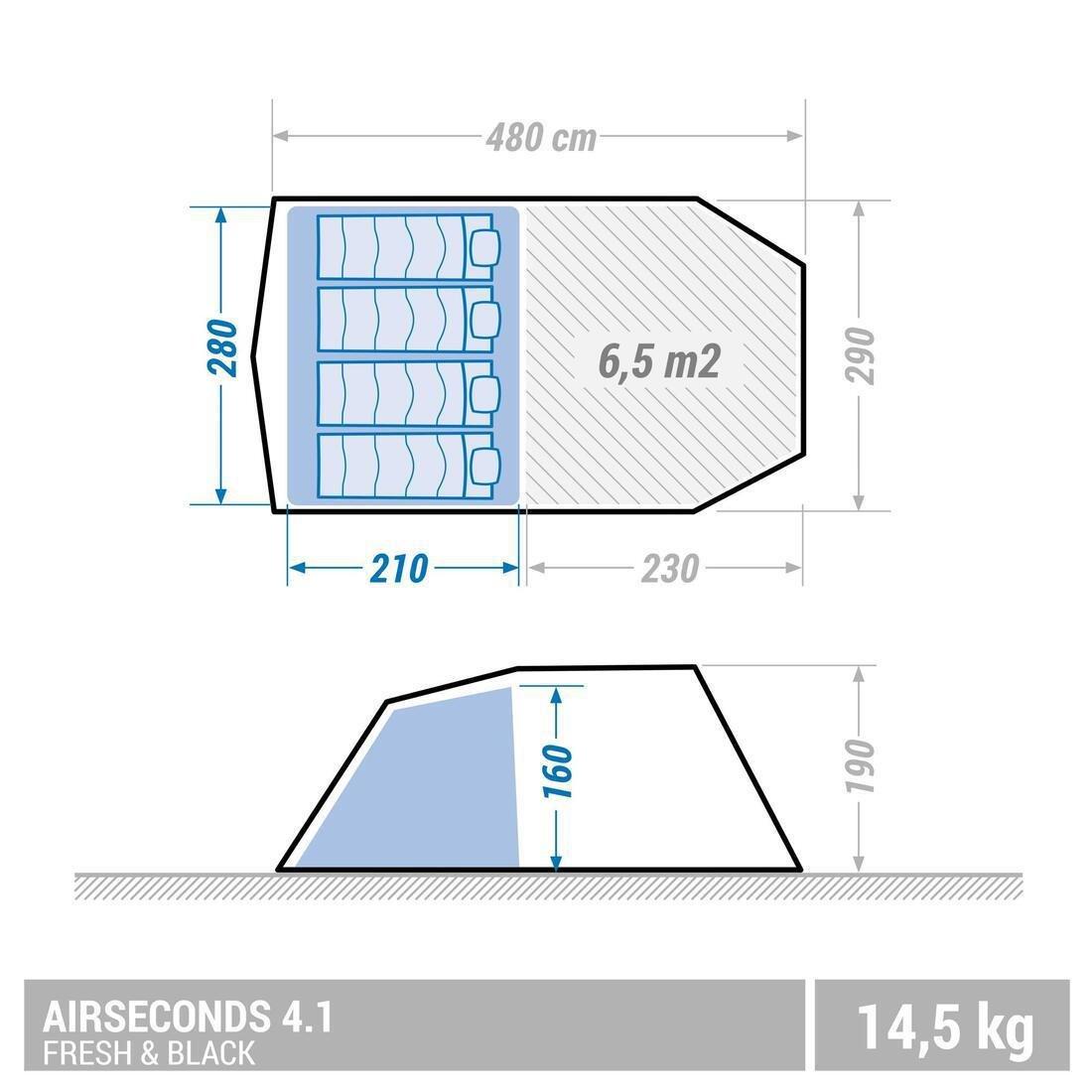 QUECHUA 4 Person 1 Bedroom Camping Tent Fresh, Beige | Azadea Qatar