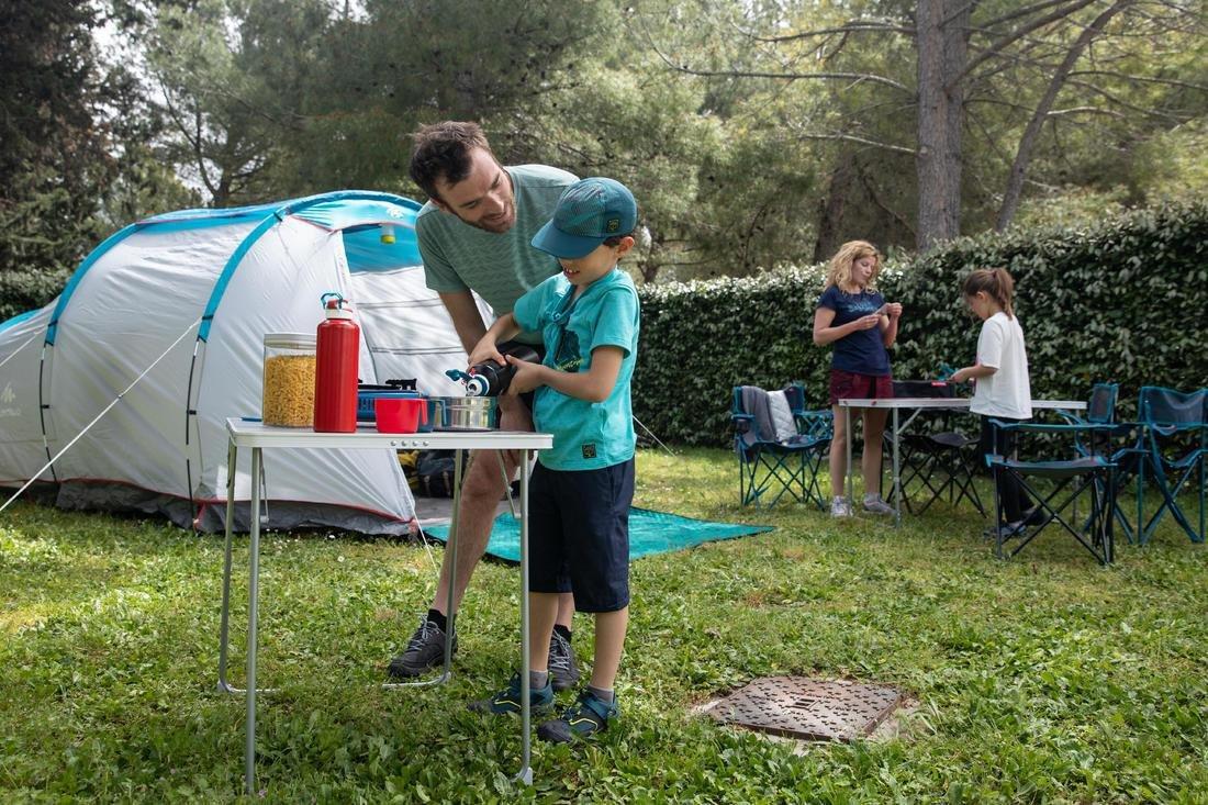 Camping Tent With Poles - Arpenaz 4.1 - 4 Person - 1 Bedroom, Blue, No Color, medium