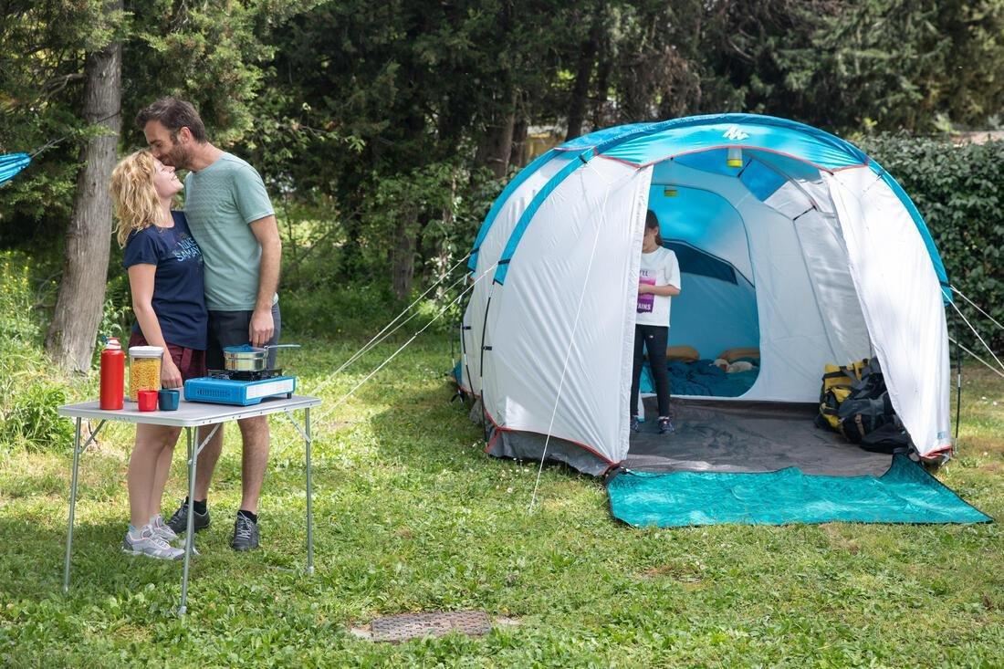 Camping Tent With Poles - Arpenaz 4.1 - 4 Person - 1 Bedroom, Blue, No Color, large image number 8