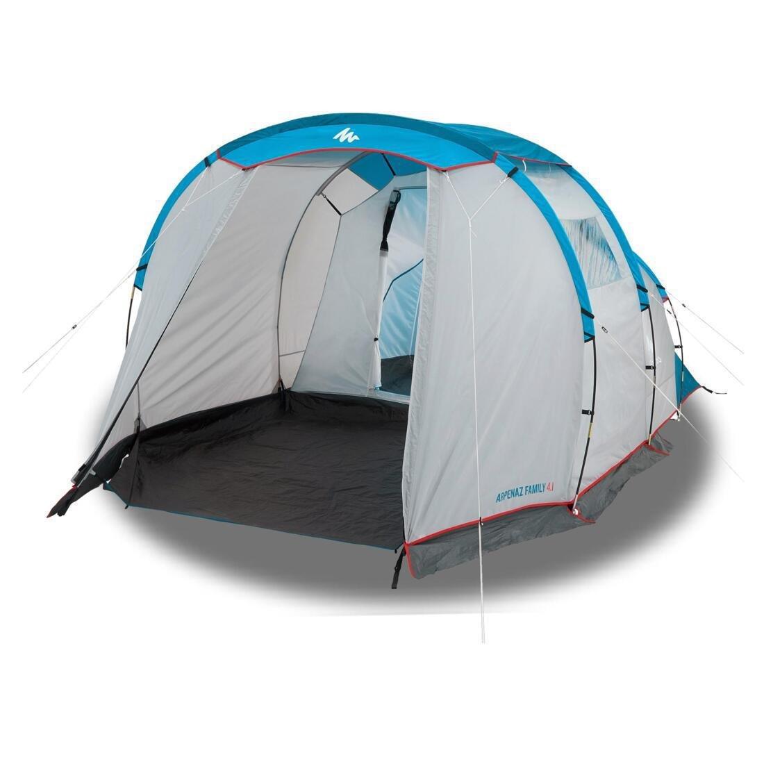 Camping Tent With Poles - Arpenaz 4.1 - 4 Person - 1 Bedroom, Blue, No Color, large image number 12