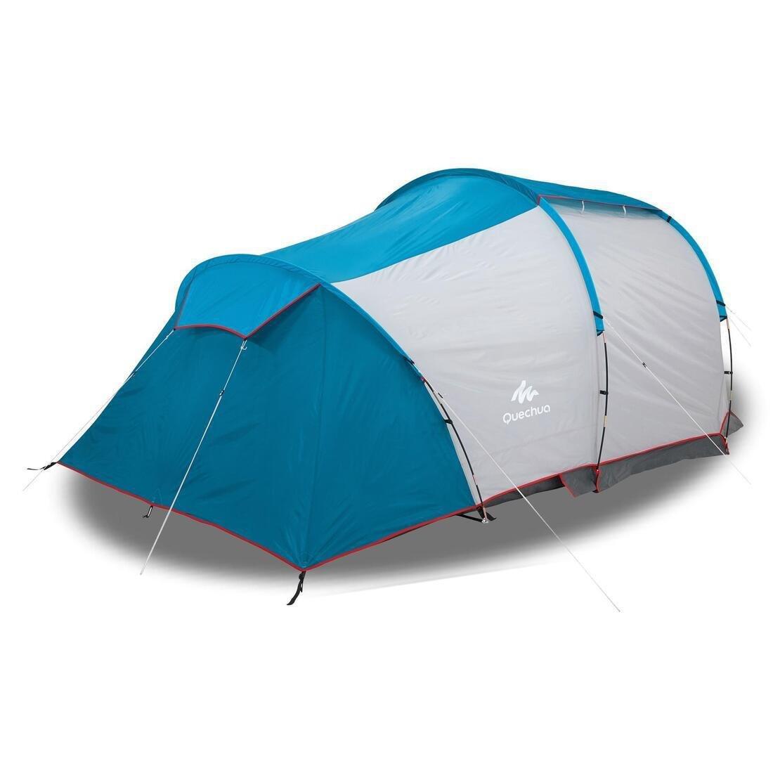 Camping Tent With Poles - Arpenaz 4.1 - 4 Person - 1 Bedroom, Blue, No Color, medium