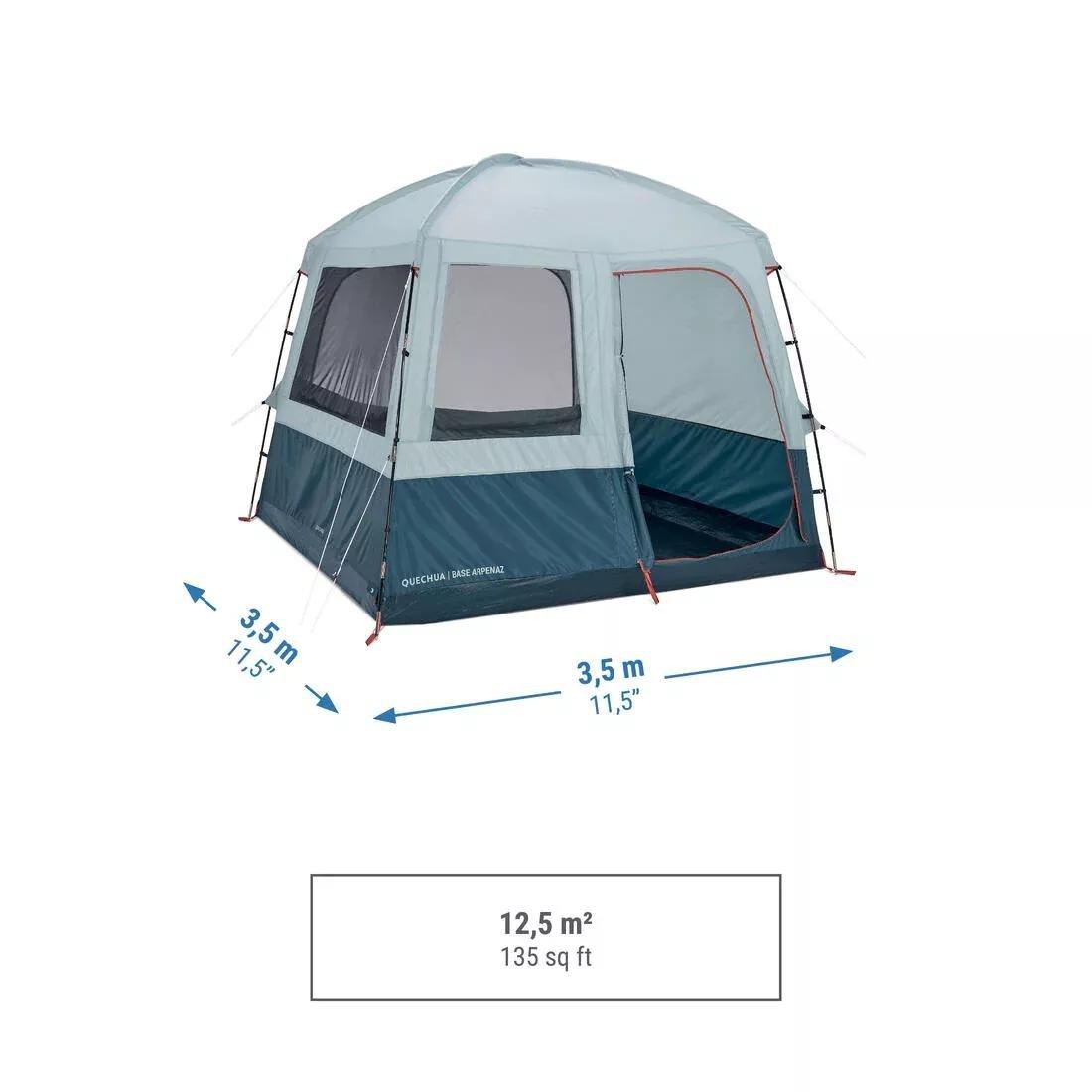 Camping Living Room With Poles -6-Person- Arpenaz Base M, Blue, No Color, large image number 3