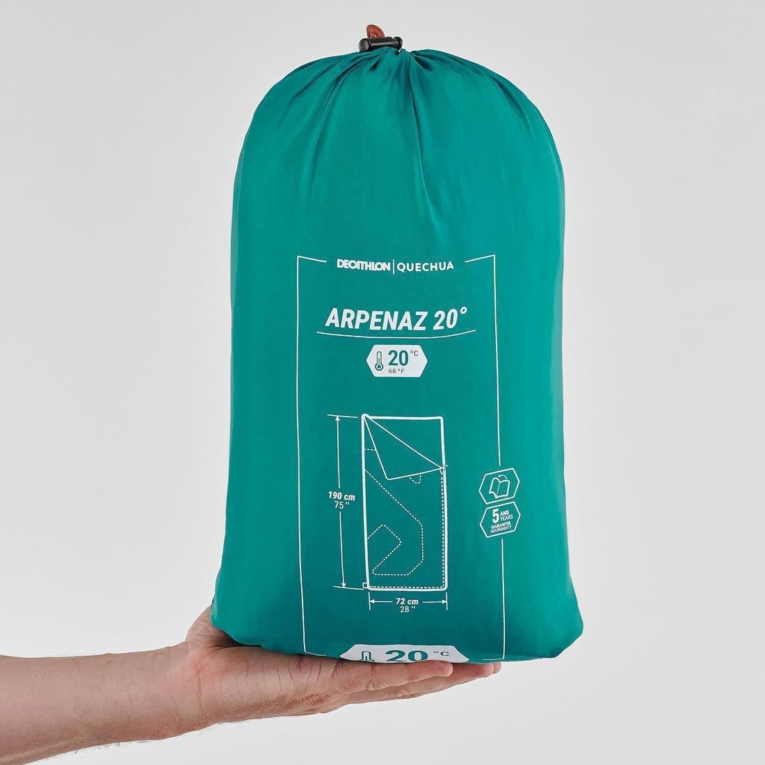 Camping Sleeping Bag - Arpenaz 20C, Turquoise, No Color, large image number 10