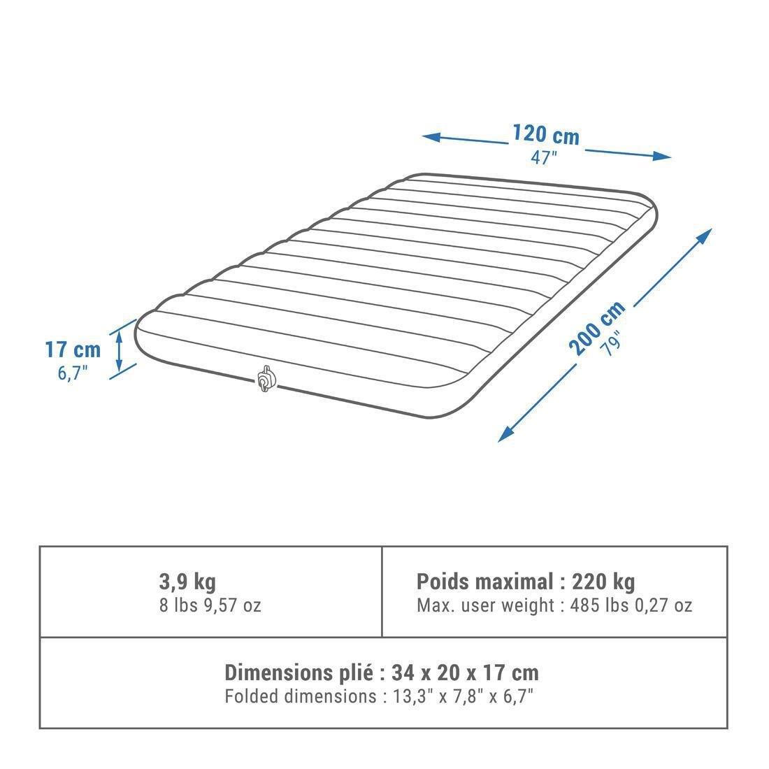 Inflatable Camping Mattress Air Comfort 2 People, Green, No Color, large image number 1