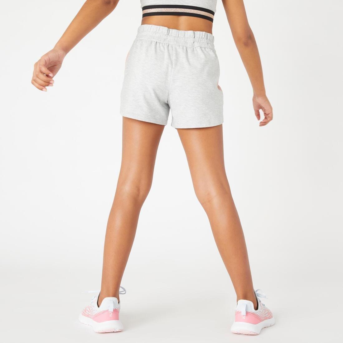 Kids Girls Cotton Shorts, Grey, No Color, large image number 1