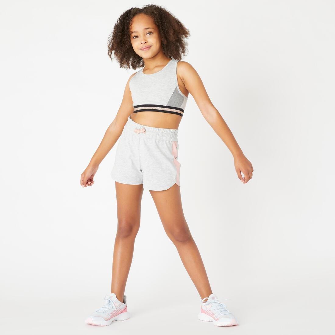 Kids Girls Cotton Shorts, Grey, No Color, large image number 5