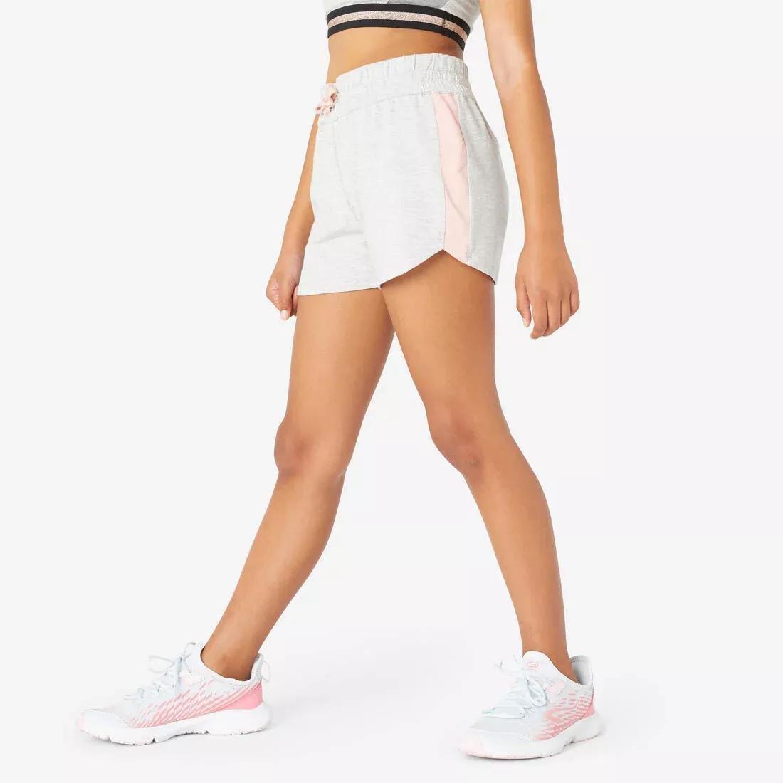 Kids Girls Cotton Shorts, Grey, No Color, large image number 7