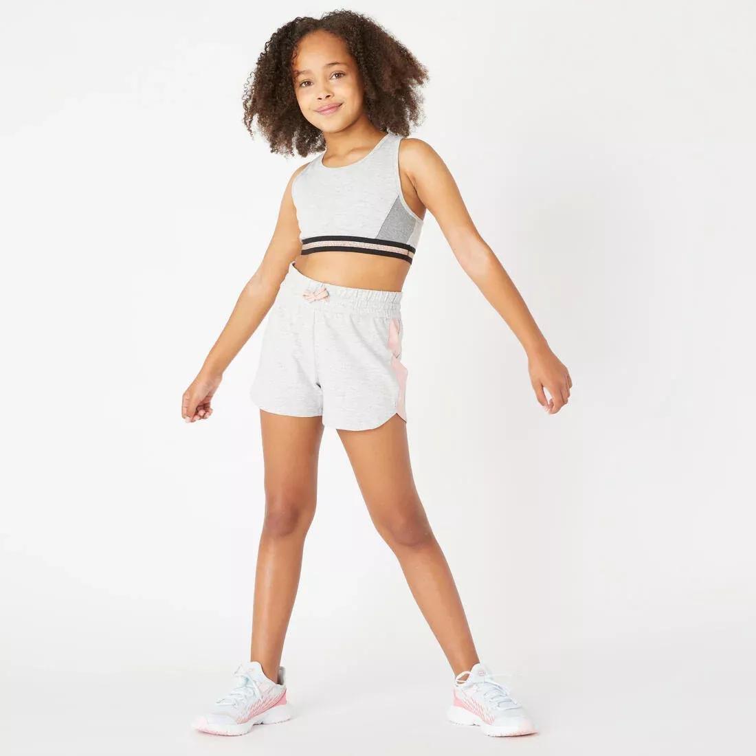 Kids Girls Cotton Shorts, Grey, No Color, large image number 13