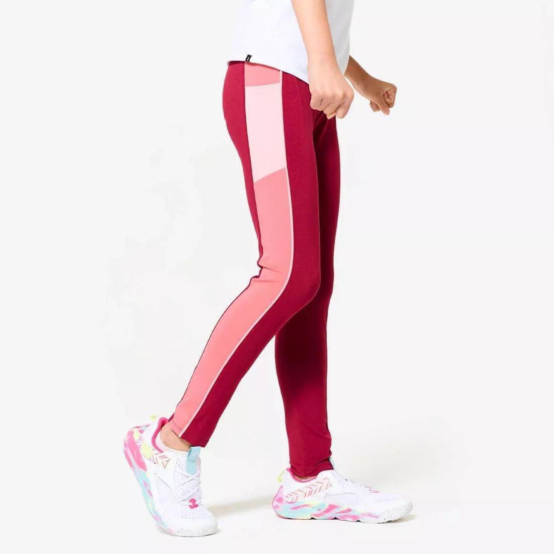 Kids Girls Breathable Leggings - S500, Burgundy, No Color, large image number 1