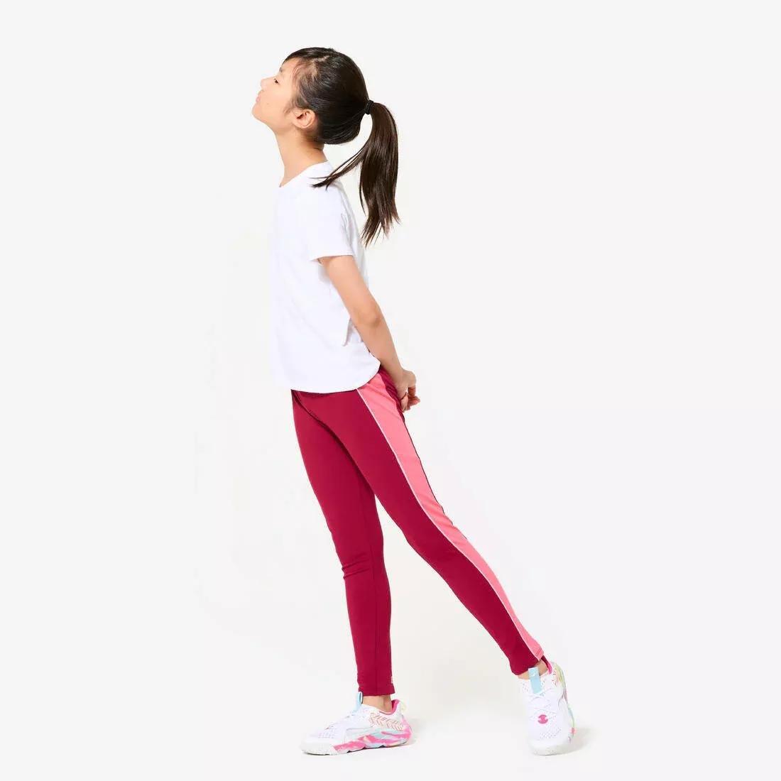 Kids Girls Breathable Leggings - S500, Burgundy, No Color, large image number 9